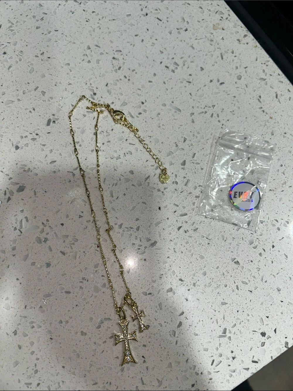 Double Gold Cross Necklace by Evry Jewels - Gold